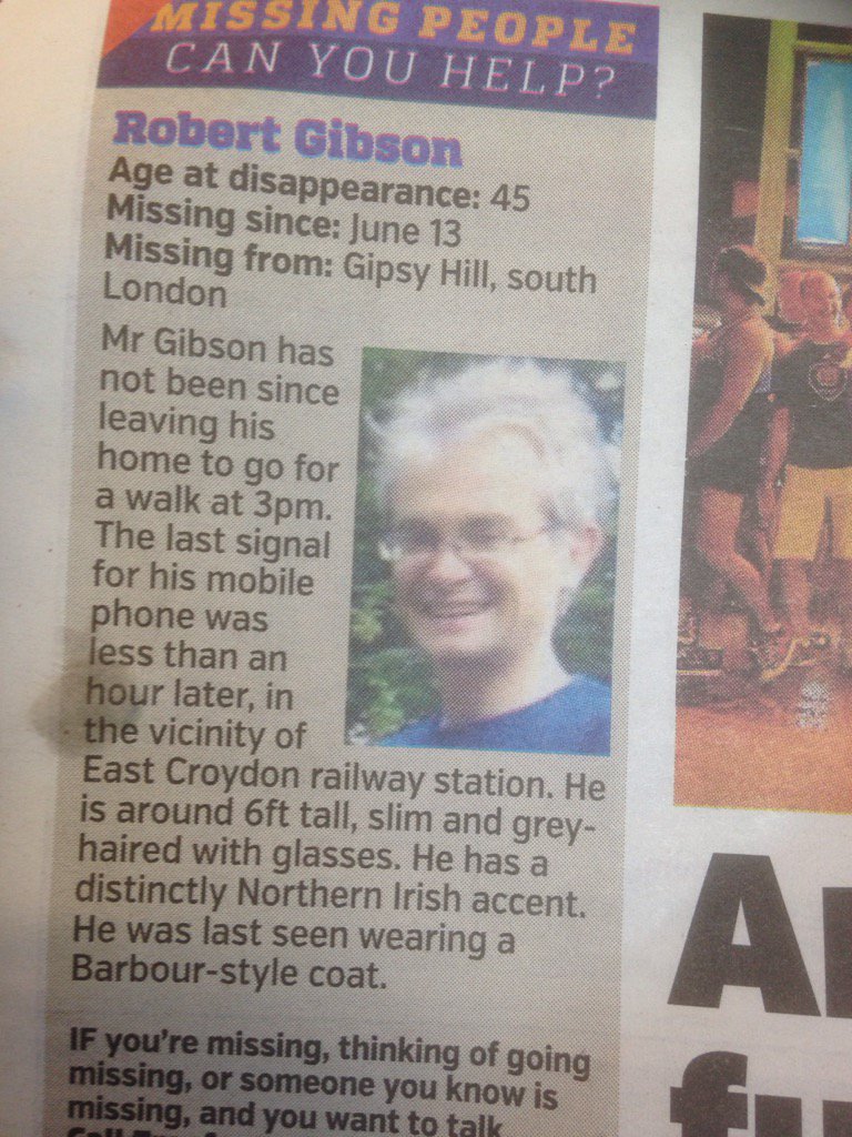 robintransition's tweet image. #findrobbie in today&apos;s Metro.