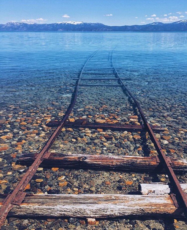 AbandonedPosts's tweet photo. Lake Tahoe railroad tracks  going under https://t.co/XzAw9ZMpd7