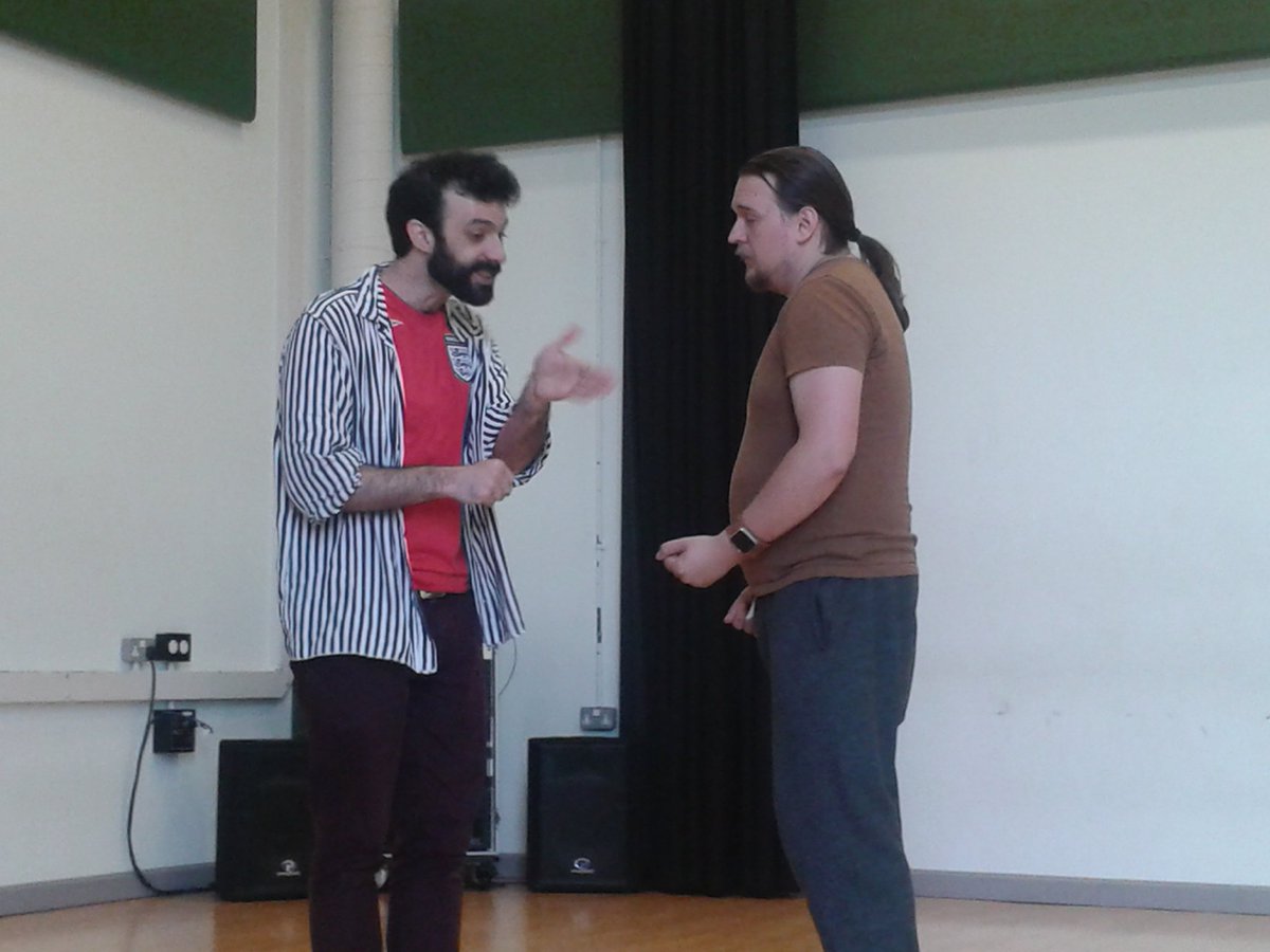 SunMoonTheatre's tweet photo. Fitting in our new Proteus with the rest of the cast @TheatreFestND @HarkyBaby @GeorgeDBradley @hannahrhubarb https://t.co/9MT5pTUSl1