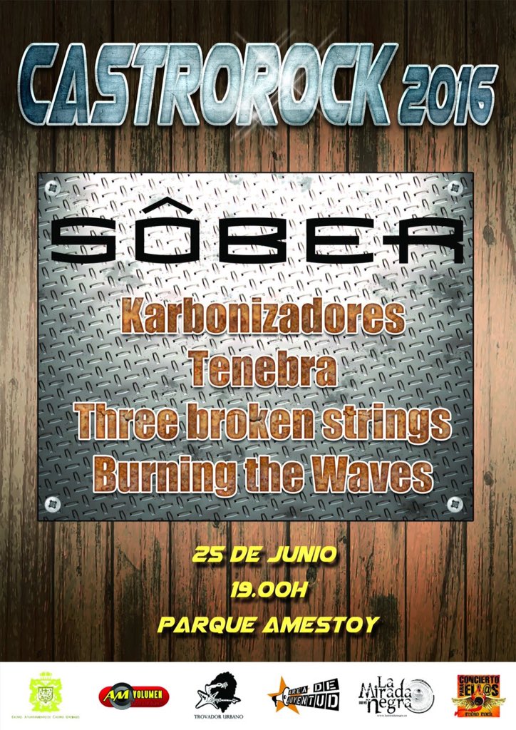 Tombaker88's tweet photo. Próximo sábado 25 #CastroRock entrada gratuita @AMVolumenCastro @BurningTheWaves @SoberRock @muchocastro @bifm https://t.co/A4FNsdR4iP