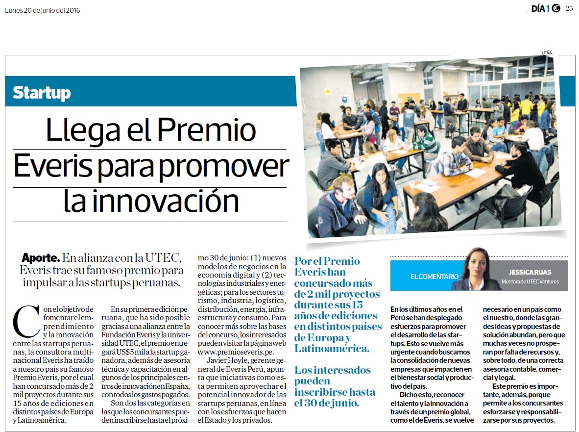 JavierHoyle's tweet photo. El Comercio destaca el Premio everis. Más información en https://t.co/pbQRNRJUBB
#premio #innovación https://t.co/0cHcDbWJXX