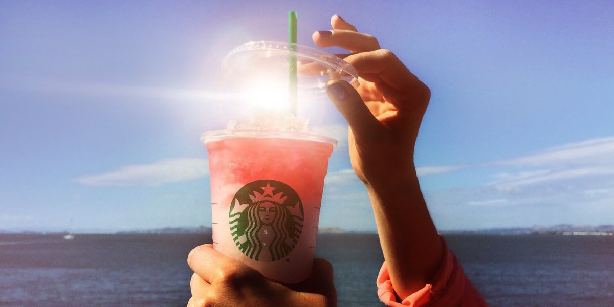 Starbucks's tweet photo. Sippin' #Solstice ☀️ with the new Youthberry White Tea #Granitas. Available every day this summer starting at 3pm. https://t.co/mutmIxS7NG