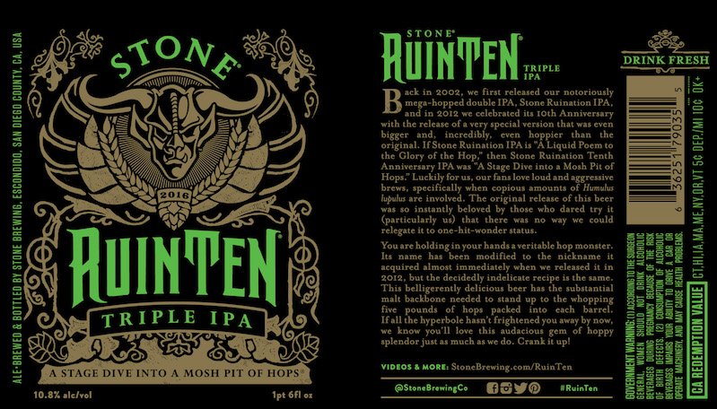 thefullpint's tweet photo. .@StoneBrewingCo RuinTen Triple IPA Celebrates Fifth Straight Year https://t.co/otbZAIfSqP #craftbeer https://t.co/5AhcBmJ8qW