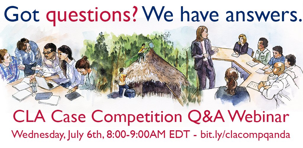 USAIDLearning's tweet photo. Got questions about the #CLACaseComp? Join us for a Q&amp;A on 7/6 8-9AM! https://t.co/7Ti8Qjaf3b https://t.co/T4h7Wz3VNR