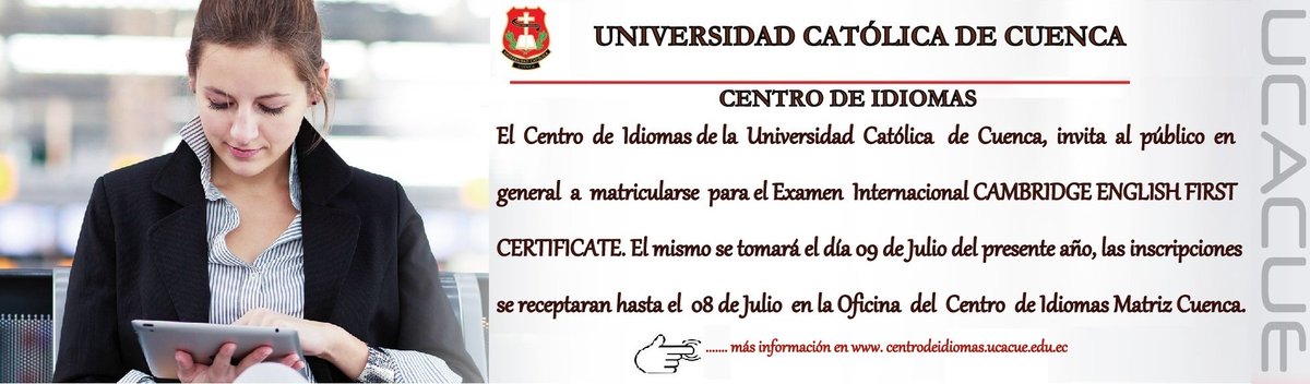 IdiomasUCACUE's tweet photo. NECESITAS UNA CERTIFICACIÓN OFICIAL EN INGLÉS? EL CENTRO DE IDIOMAS TIENE LA SOLUCIÓN. #fb https://t.co/RKFQBJnBoo