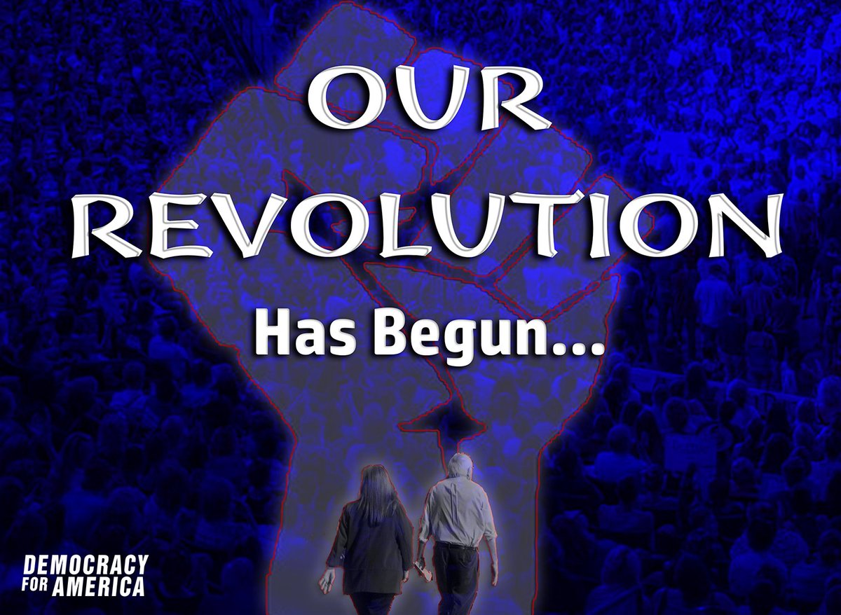 DFAaction's tweet photo. The millions of Americans who supported @BernieSanders won’t give up now. #OurRevolution has just begun. #NotMeUs https://t.co/LrGZPAvj7X