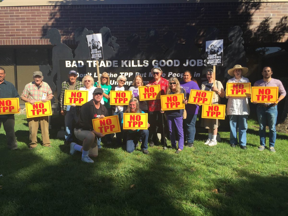 funkinatrix's tweet photo. Community/labor activists held a press conference in Santa Rosa, CA today, calling on Congress to #StopTPP! https://t.co/6jb1QlE4Bl