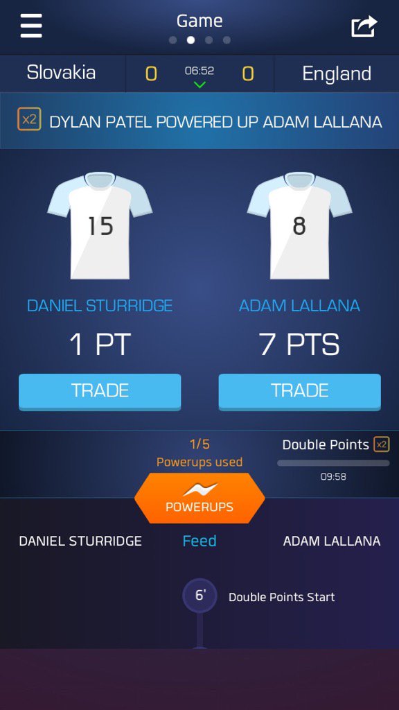 iDylanFUT's tweet photo. Just used my Double Up on Adam Lallana on @ultimatefanlive for #SVK vs #ENG https://t.co/ZSI4wCYLJV https://t.co/ERHT2viWi3