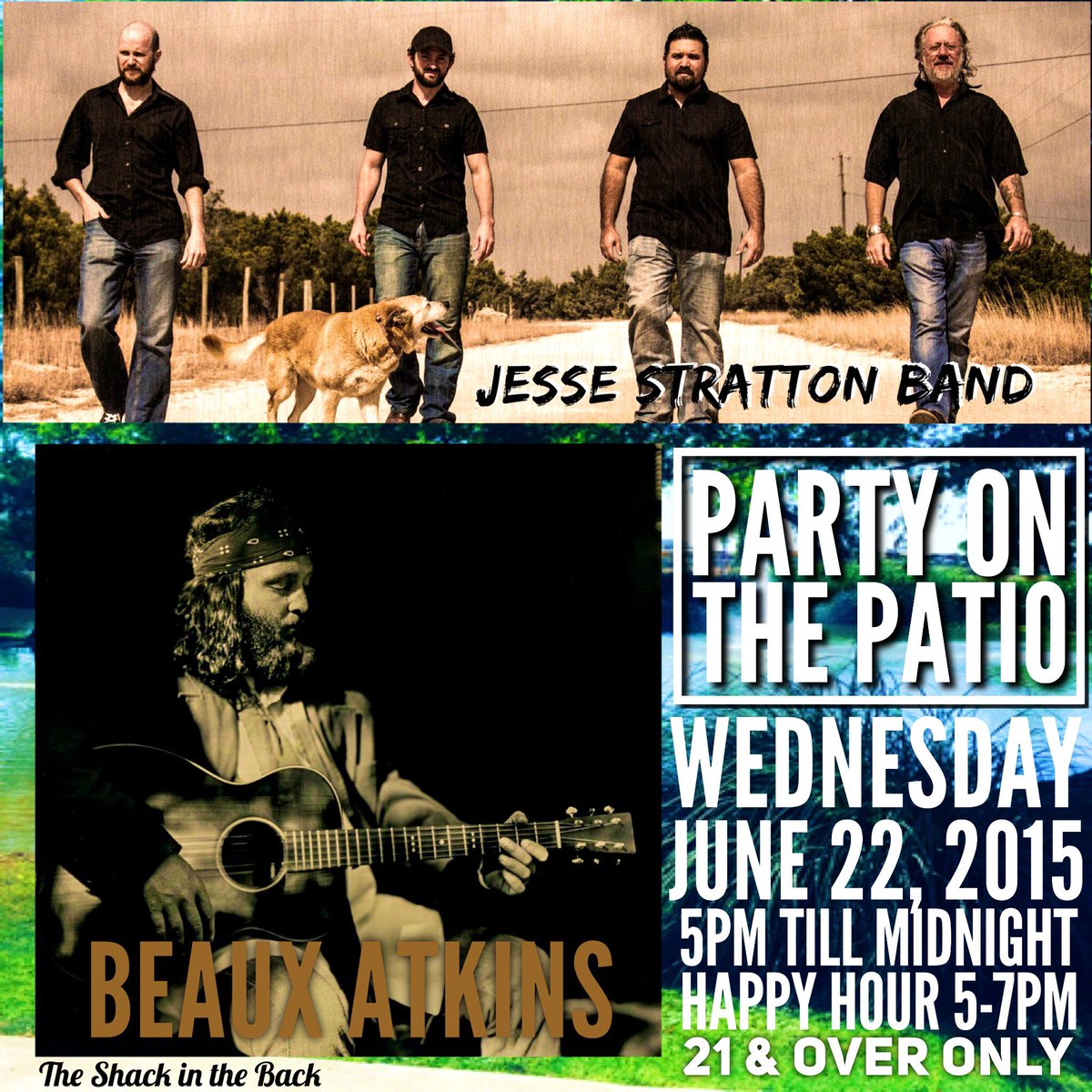 Shack_intheback's tweet photo. Wednesday June 22 #partyonthepatio #theshackintheback @jesse_stratton @BeauxAtkins https://t.co/F0XX411mQu