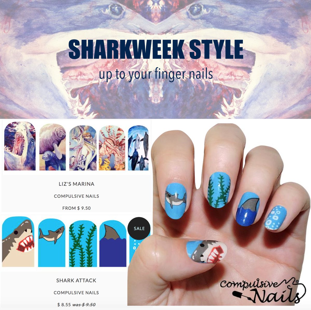 CompulsiveNails's tweet image. 📢 Order your #sharksnails before the 22nd for guaranteed delivery by the #SharkWeek opening &amp;amp; enjoy FREE delivery!