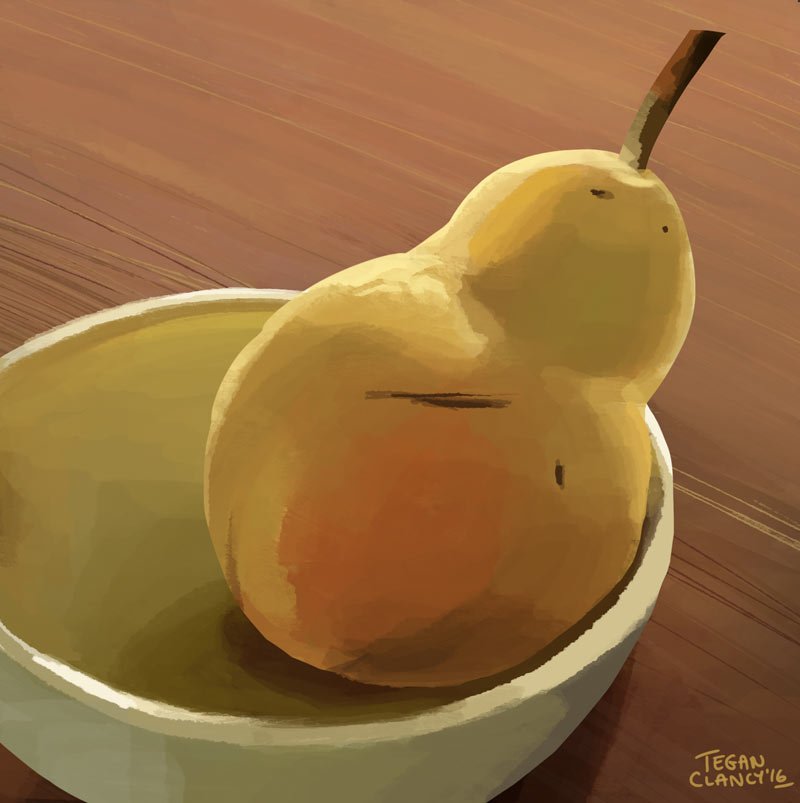 teganclancy's tweet photo. Another yummy pear in winter lighting #paintingpears #observinglight #pear https://t.co/XtERKqVPqj