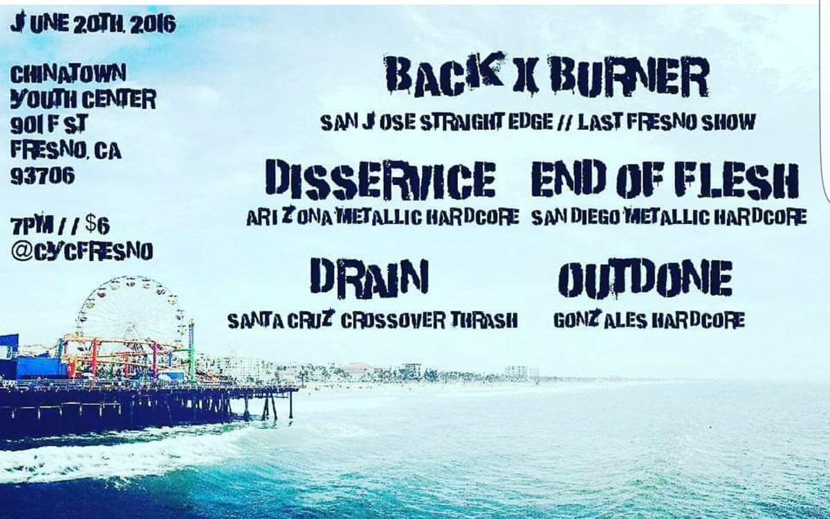 outdoneca's tweet photo. Fresno come and bang your heads.
#EndlessBummer #summerwristeen https://t.co/fjUjxtYw7t