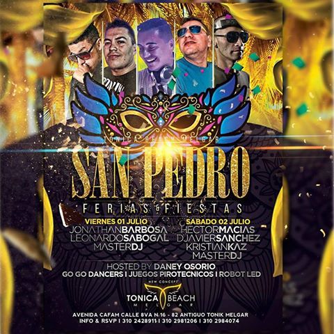 TonicaBeach's tweet photo. ¡Vive el San Pedro! en Tonica BEACH Melgar Cover 2x1 #HappyHour 15K 9 a 11 Pm  INFO &amp; RSVP: 3102428911 - 3102984074 https://t.co/ZdZXjPiZeb
