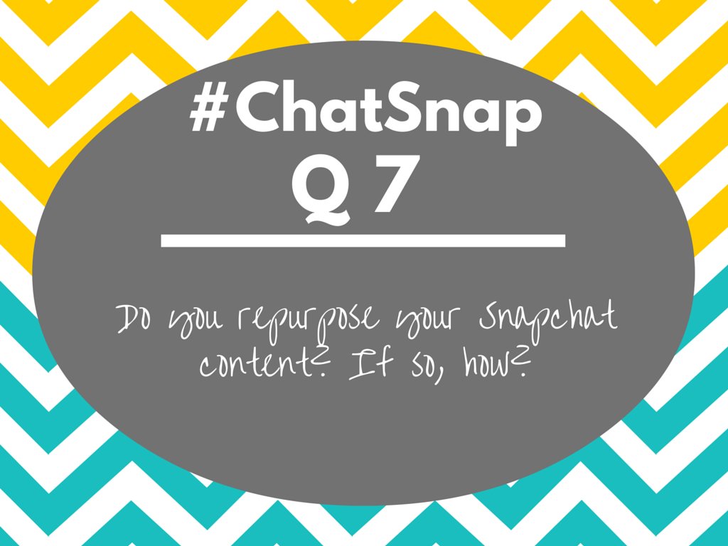 KrisGillentine's tweet photo. Q7: Do you repurpose your @Snapchat content? If so, how? #ChatSnap @YouthOnTheirOwn #nonprofit https://t.co/7z0kG6WKl6