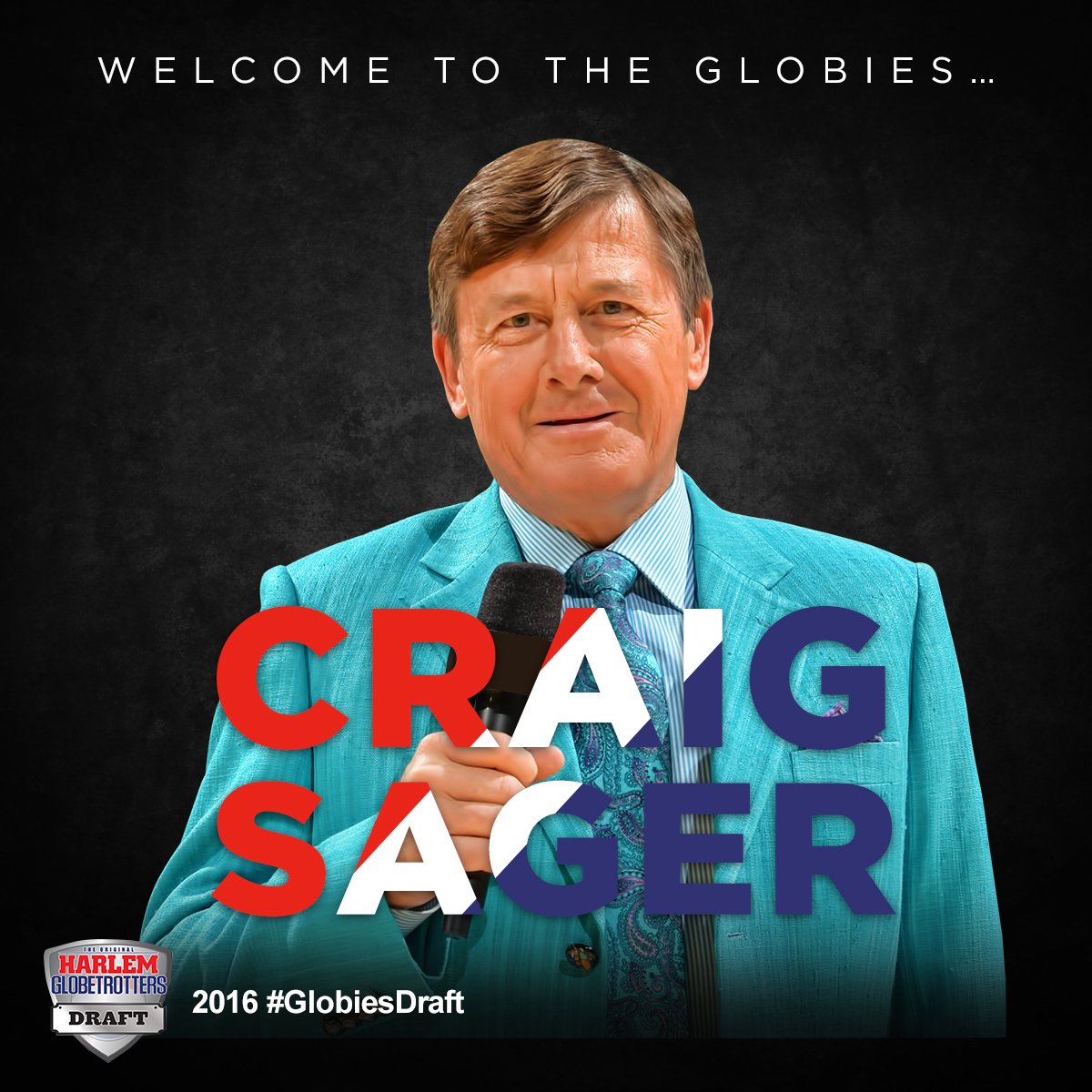 Globies's tweet photo. With our final pick of the 2016 #GlobiesDraft, and using our first-ever honorary draft pick, we select Craig Sager! https://t.co/q763M4zcWw