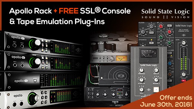 GtrGtrDigital's tweet photo. Get FREE SSL Console &amp; Tape Emulation plug-ins when you buy a UA Apollo rack

https://t.co/EHjhfiZiyG https://t.co/2S4cJk1Pdm