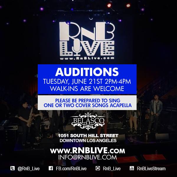 #Audition to Perform on the #RnBLive stage w/ <a href="/EricBellinger/">Eric Bellinger</a>, <a href="/QUEENJUSTBRITT/">QueenJustBritt</a> &amp; more! TMRW 2-4pm at <a href="/BelascoLA/">The Belasco</a>.