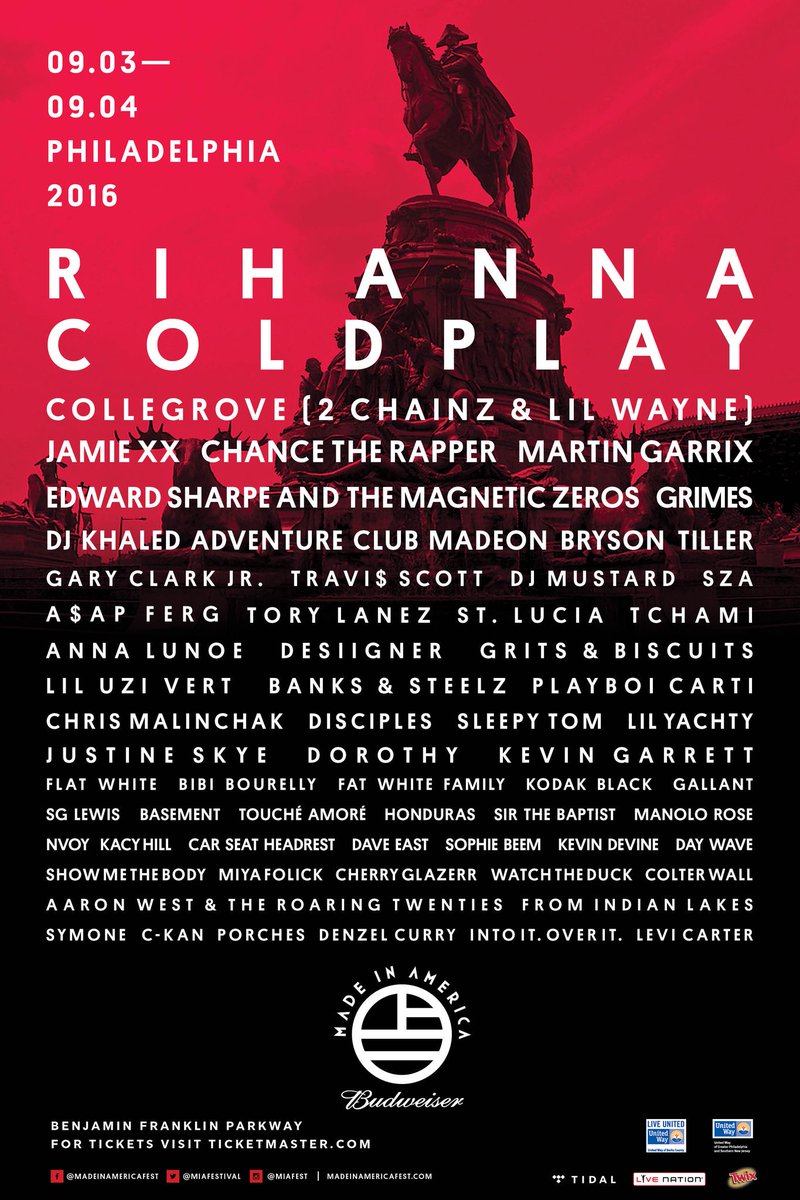 So hype bout headlining @MIAfestival Labor Day weekend!! See you soon Philly! #MadeInAmerica MadeInAmericaFest.com