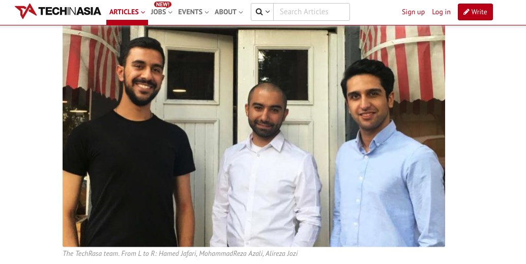 mreza_azali's tweet photo. #TechRasa got featured in #TechInAsia, thank you all for your support and feedbacks. #Iranstartup #Iran #techblog https://t.co/L9HnOLb0VM