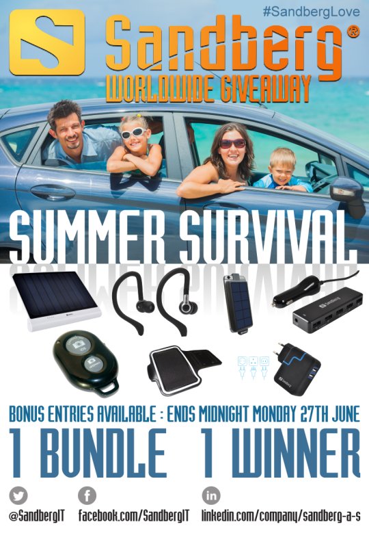 Sandberg_it's tweet photo. ** Worldwide Giveaway ** Win a Summer Survival Bundle @SandbergIT - Click Here to enter - https://t.co/Yabe3xDv7A https://t.co/SUgxYKwEVD