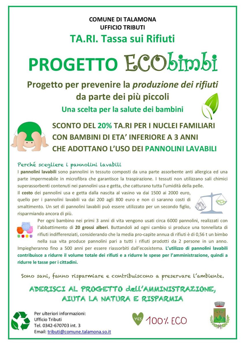 A #Talmona sconto sulla #TARI per chi usa i #PannoliniLavabili