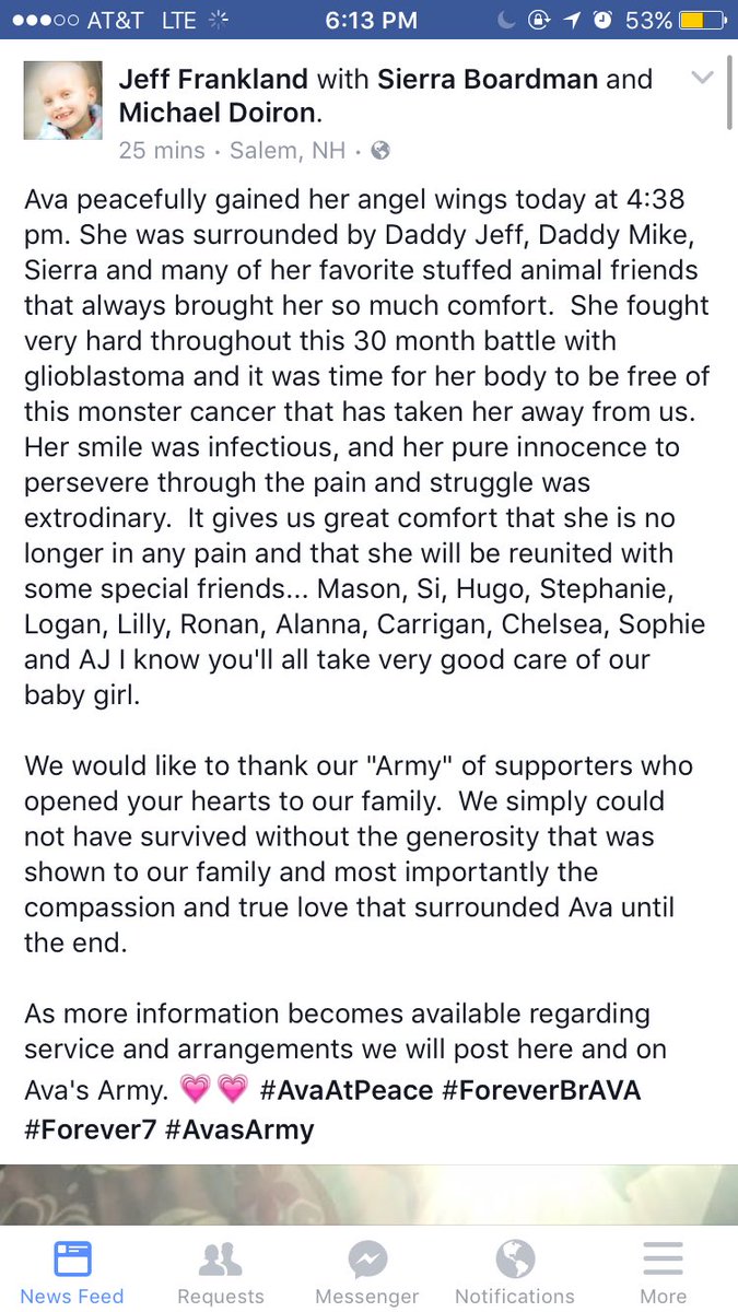 gabbycomeau's tweet photo. You're finally at peace.. We love you. #PeaceForAva #AvasArmy #brAVA https://t.co/iQJlBW1huu