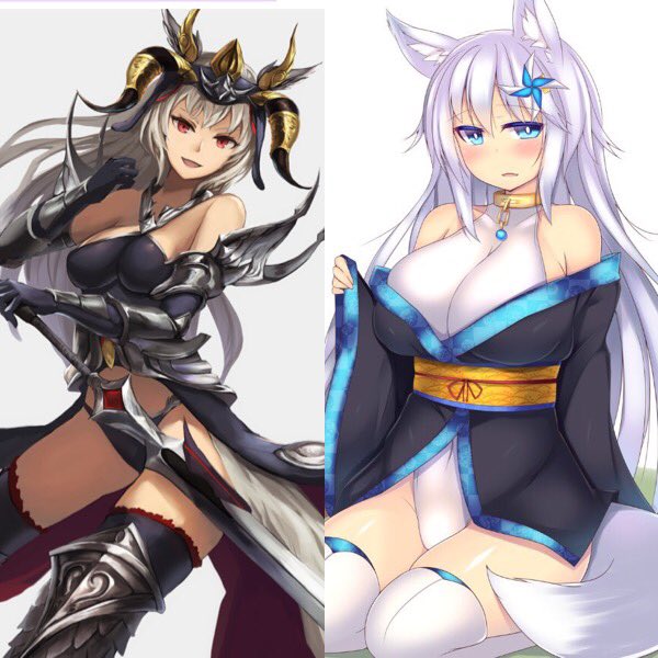 Summer_Winter4's tweet photo. Both:hello #DragonAlliance 
S:I'm summer a god eater made to serve @Ancalagon_TJ2nd 
W:h-hi I'm the same don't stare https://t.co/EX4DqOma2F
