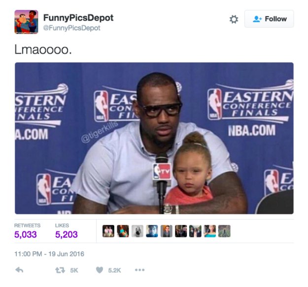 BuzzFeed's tweet photo. The internet had a field day after LeBron James and The Cavs won the NBA finals https://t.co/CYNN80YK2Z https://t.co/XXLHTb3N6j