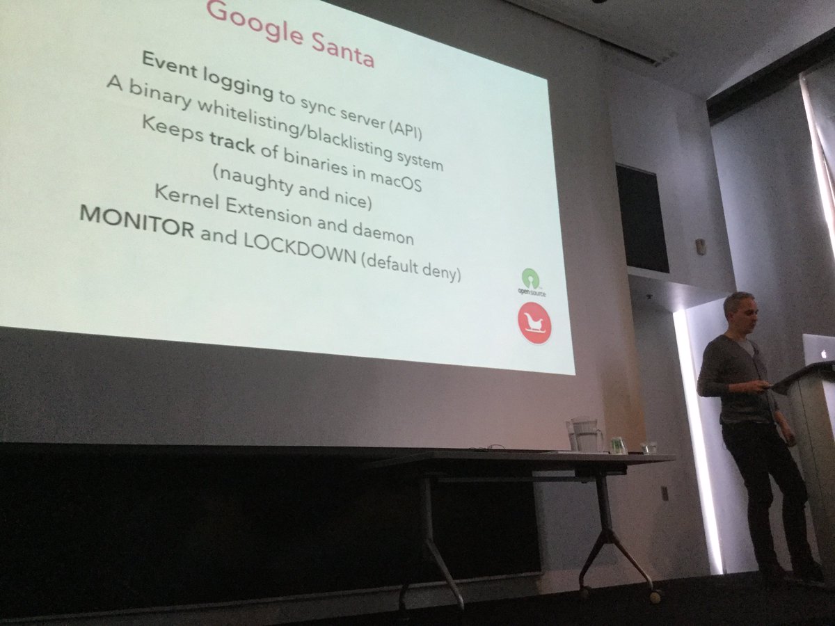 tvsutton's tweet image. Listening to @head_min talk osquery, Santa and most importantly Zentral at #MacDevOpsYVR!