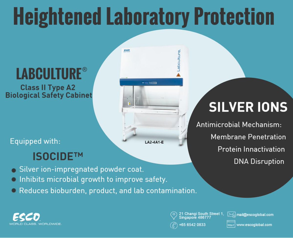 escobsc2's tweet photo. Superior Protection with Silver Ions. Isocide™ Technology for improved safety. Choose Esco! #bsc #isocide #biosafety https://t.co/hLlmQz6Gkx