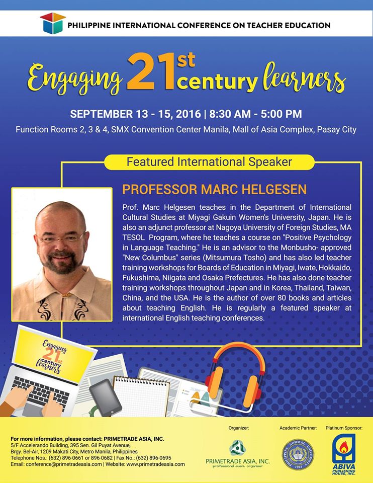 PICTE2016's tweet photo. Meet our next featured speaker from Japan, Prof. Marc Helgesen. #PICTE2016 #Education #conferenceph #conference https://t.co/kwa5WJiUSu