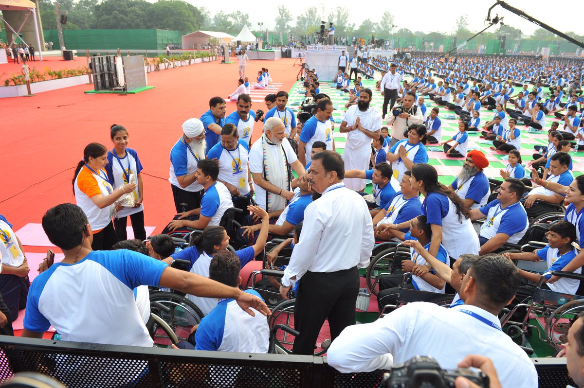 These Divyang friends are the pride of the #IDY2016 celebrations. Spent time with them in Chandigarh. #YogaDay