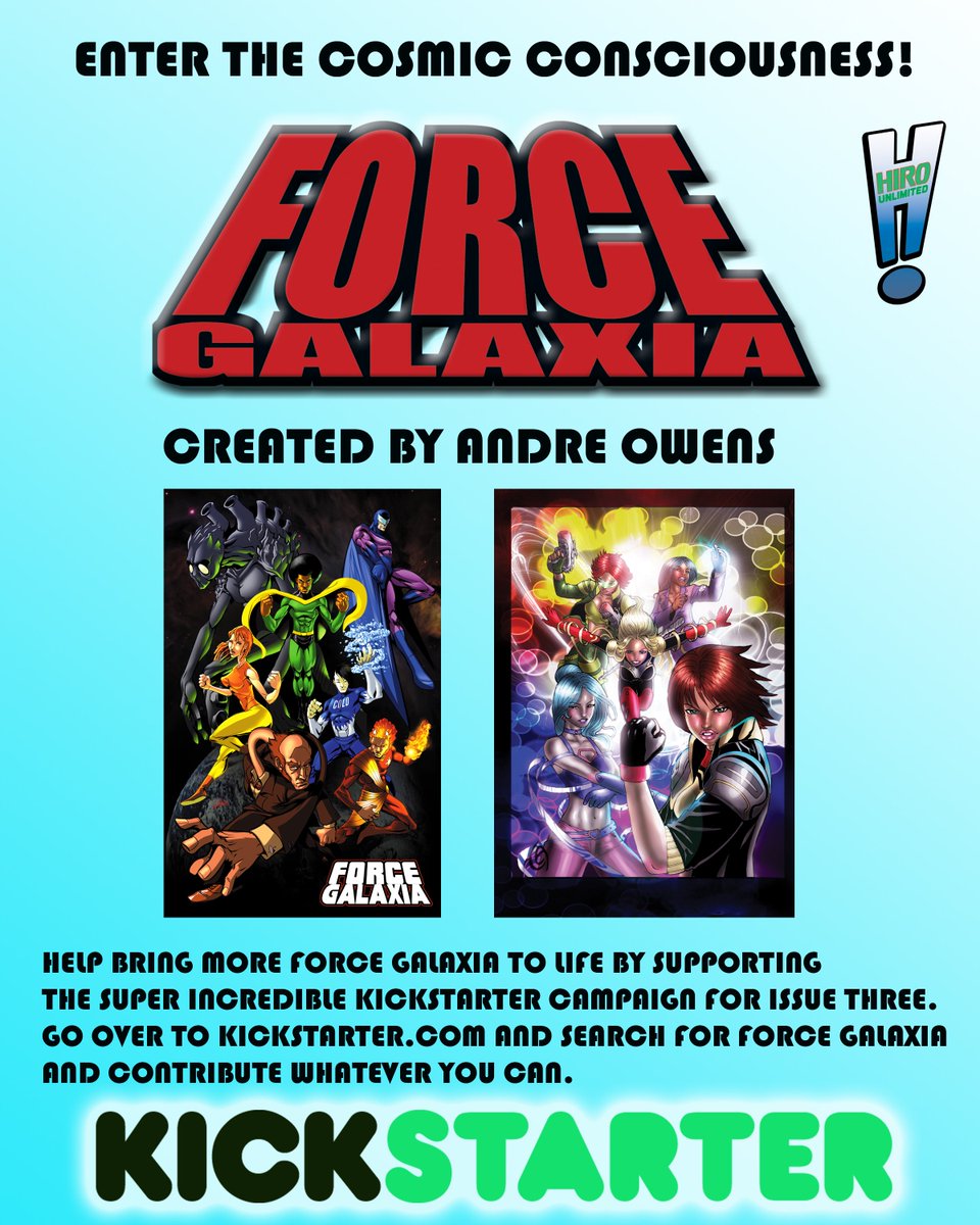 Redskew's tweet photo. Coming Tommorrow! The incredible Kickstarter campaign for Force Galaxia! #ForceGalaxia #CosmicComic #AndreOwens https://t.co/dcNACbXXmL