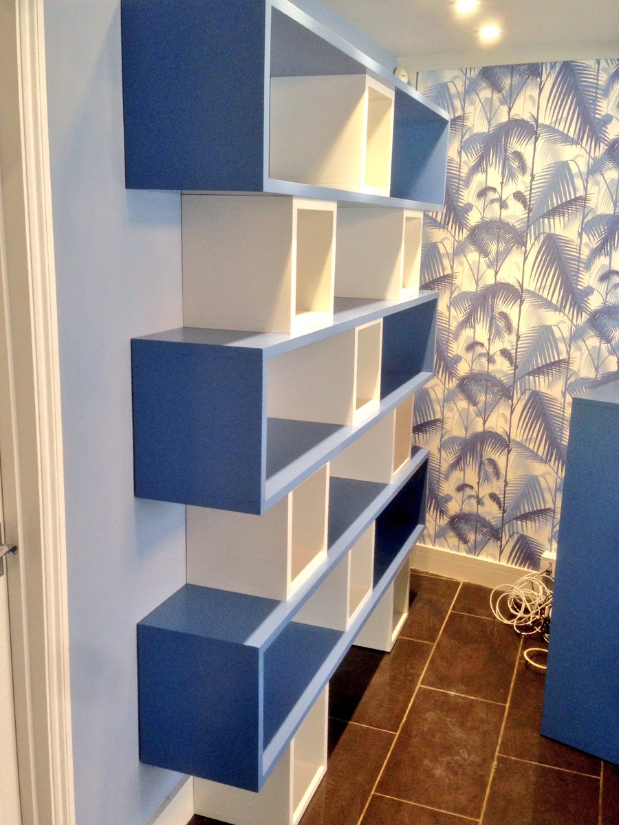 Last night I fitted the box shelving I've been working on <a href="/Crackerschaps/">Crackers and Chaps</a> which was designed by @swankinteriors_