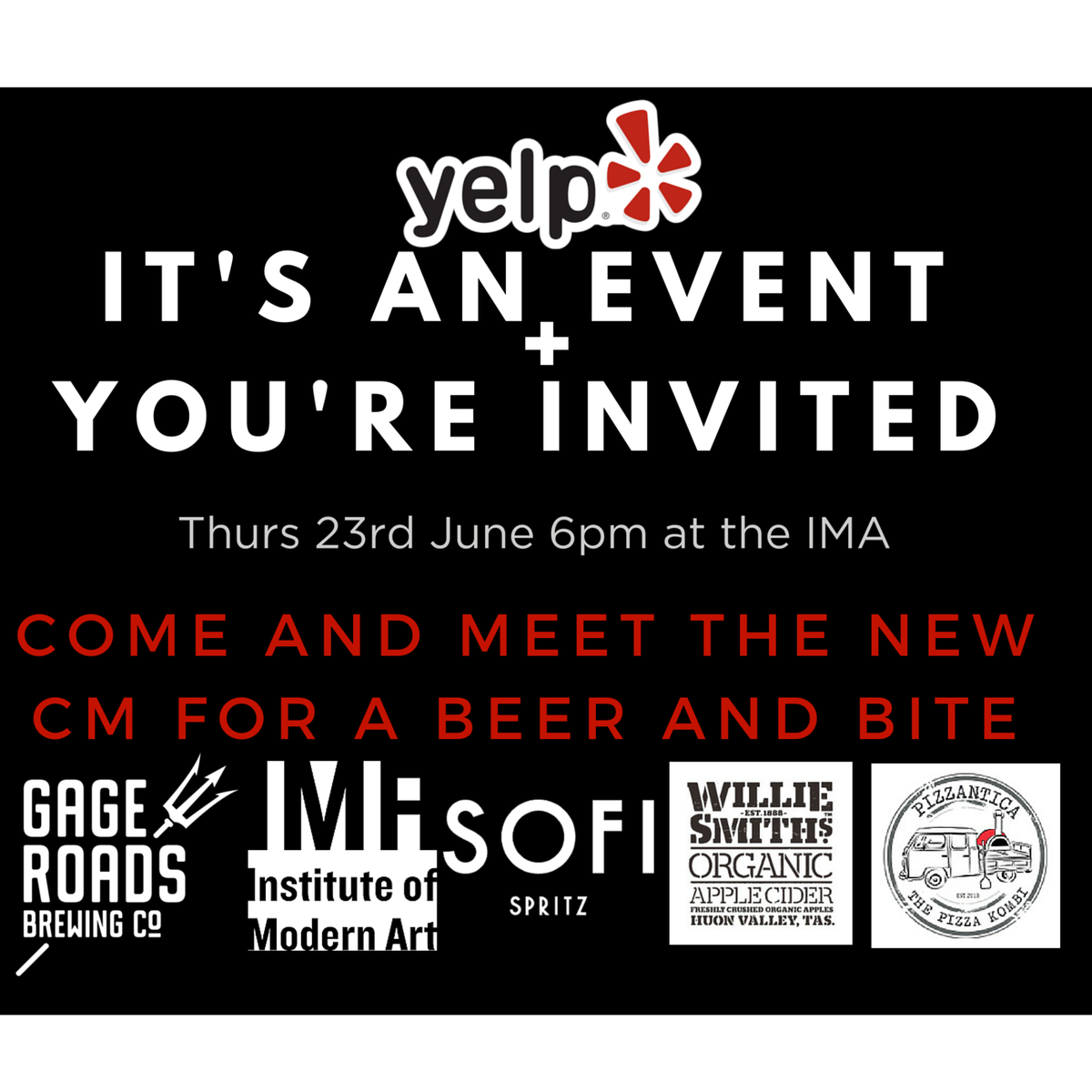 Meet the new CM at the <a href="/ima_brisbane/">Institute of Modern Art</a> for a bevvie and bite. 
RSVP here: bit.ly/28JWPVU #yelpbne #events