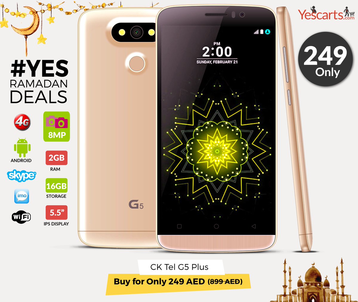 yescarts's tweet photo. Only AED 249/-
#YesRamadanDeals
CKTel G5 Plus, Android, 4G, 16GB, 2GB RAM, 5.5" LCD
Buy Now: https://t.co/HRmIqRDWKL https://t.co/HHPQnukfpU