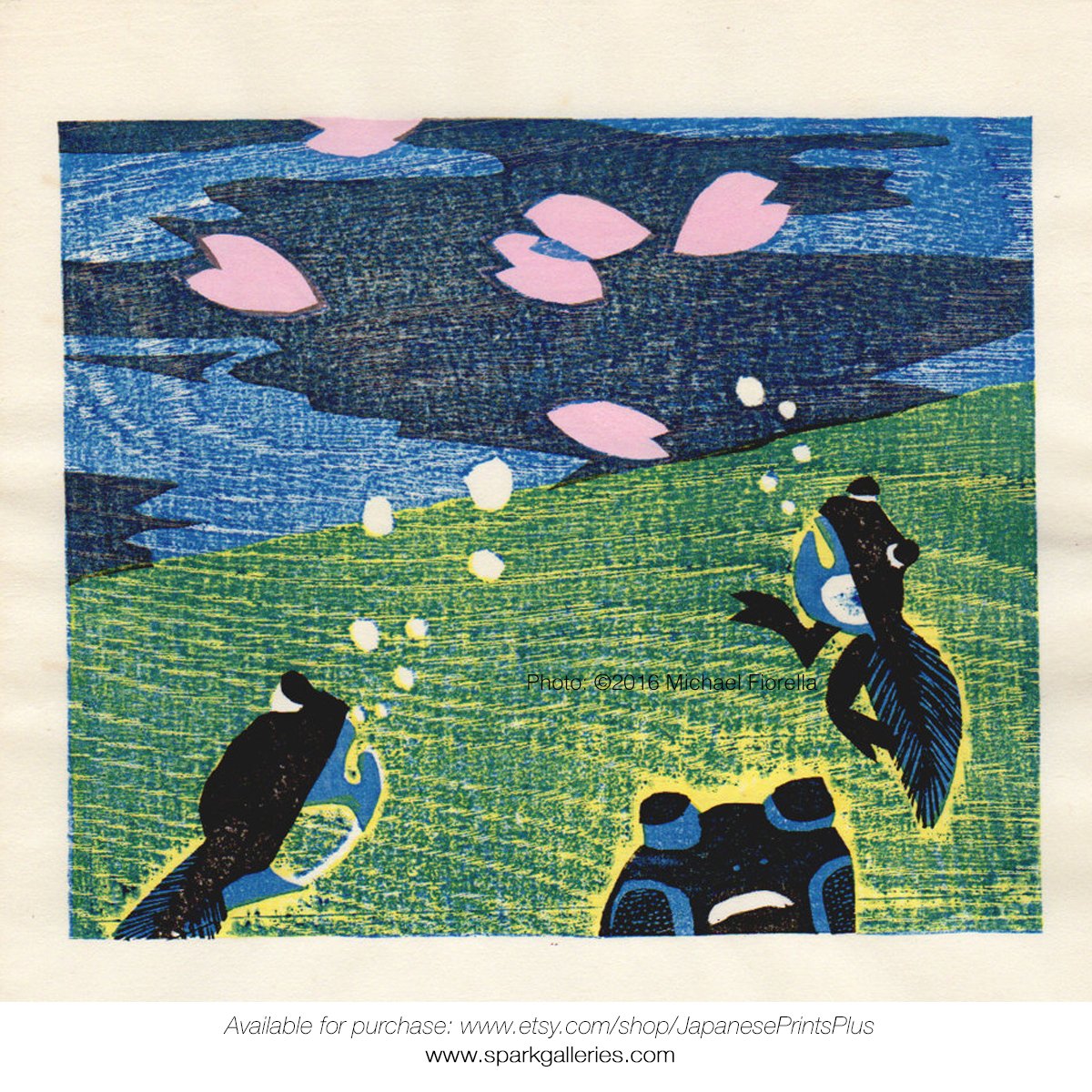 More #summer #art! #fish &amp; #flowers #woodcut. More #modernart #sosaku #japanese #prints@ goo.gl/a7l1Ly