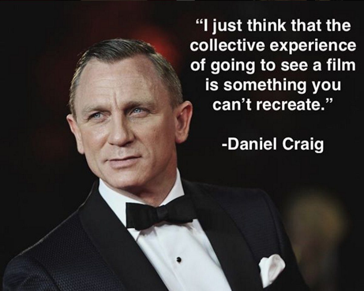 audiency's tweet image. There is no experience like the movies. Daniel, we're going to miss having you as our Bond  #onset #setlife