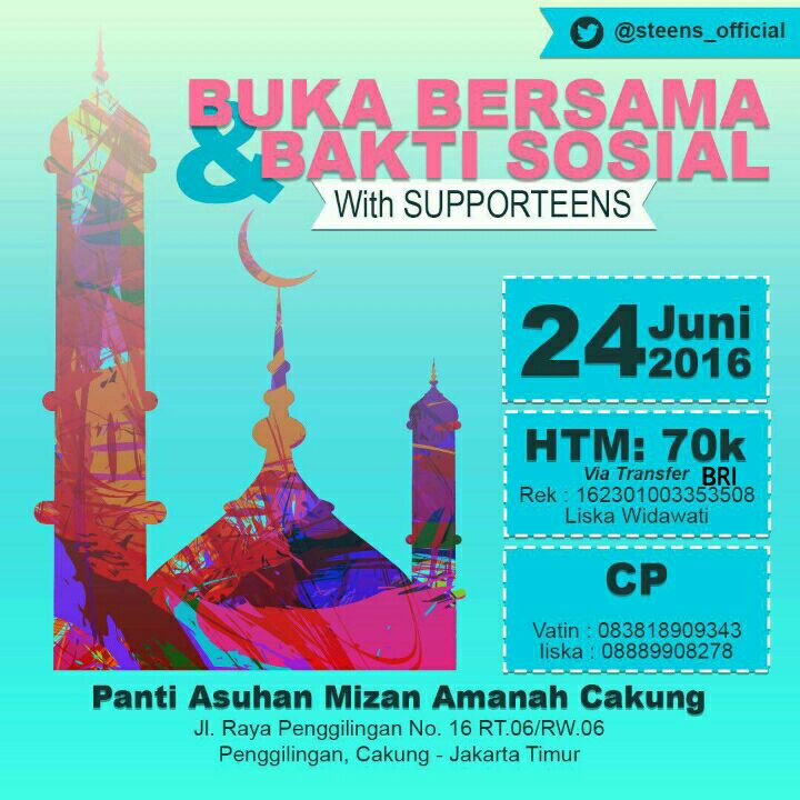 Ini dia acara yg mimin buat, nah buat yg mau ikut bisa tanya2 ke kaka2 yg sudah tertera di flayer ya supporteens :)