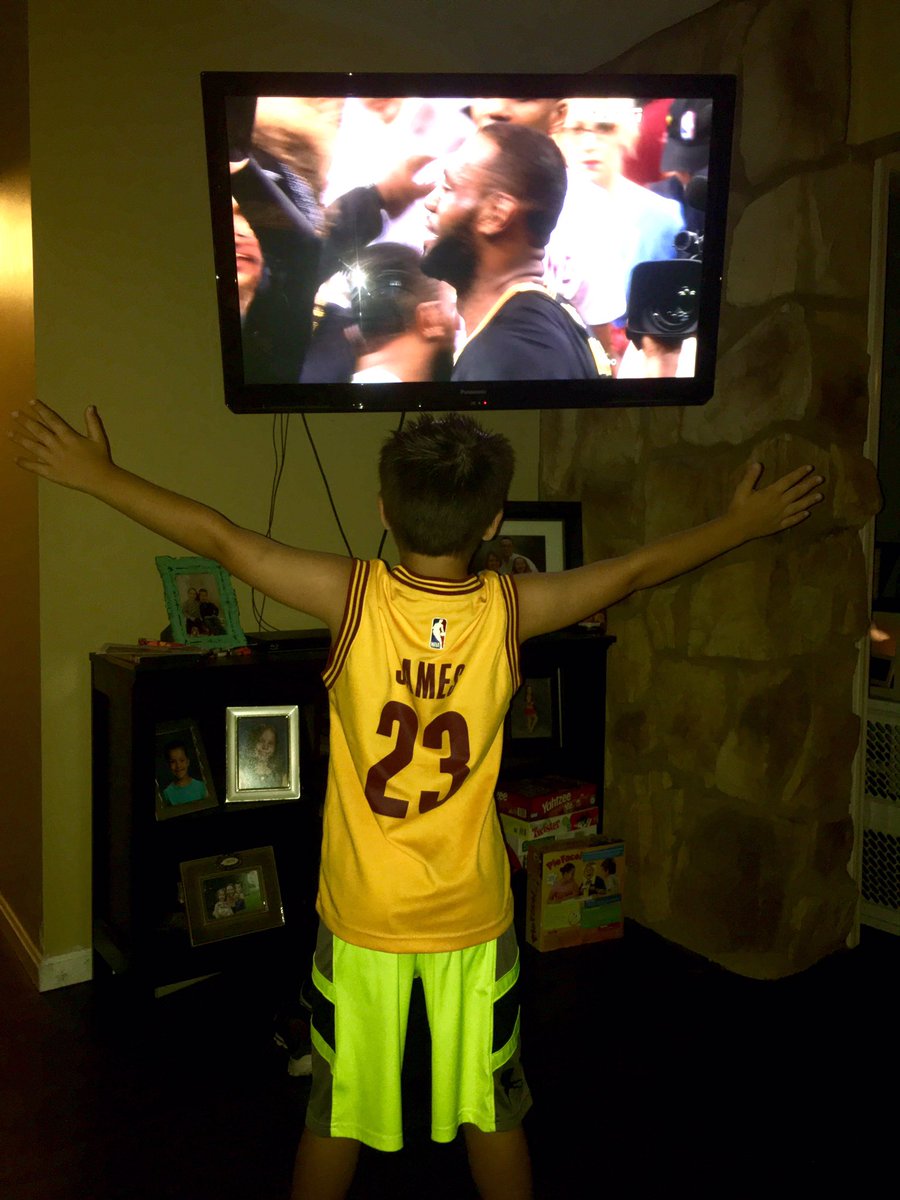 BarandaAdams's tweet photo. This kid...he says "best day ever!" Unbelievable game 🏆❤️ #CavsNation #ThisOneIsForTheLand #ALLin216 https://t.co/R2q7K526SS