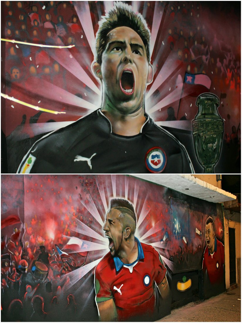 IDEA_VIDA's tweet photo. Proceso mural de la selección Chilena en Quinta Normal, Stgo Chile. Por @Mufe_Escobar 
#CopaAmericaCentenario https://t.co/n580RezXjU