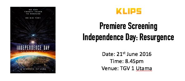 klipsmalaysia's tweet photo. Follow @klipsmalaysia &amp; RT to win 2 Premiere passes! Ends at 2pm! All KLIPS T&amp;C apply. https://t.co/QlVeBOEnjL