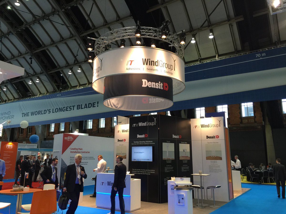 ITW_WindGroup's tweet photo. Day 1 @RenewableUK #GlobalOffshoreWind in Manchester. See our Densit offshore grouting solutions at booth #154 https://t.co/UdUiLCkWkW