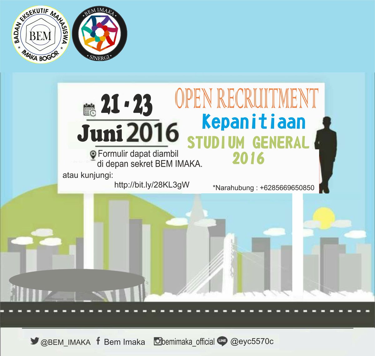 🔻🔻🔻🔻🔻🔻🔻🔻🔻
Assalamualaikum.. 
Selamat sore
Ada informasi tentang "Open Recruitment Crew of Studium General2016" nih: