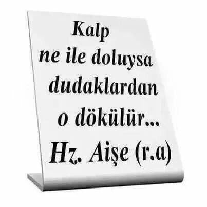Kalp ne ile doluysa Dudaklardan 
O dökülür 
(Hz.Aişe r.a.)