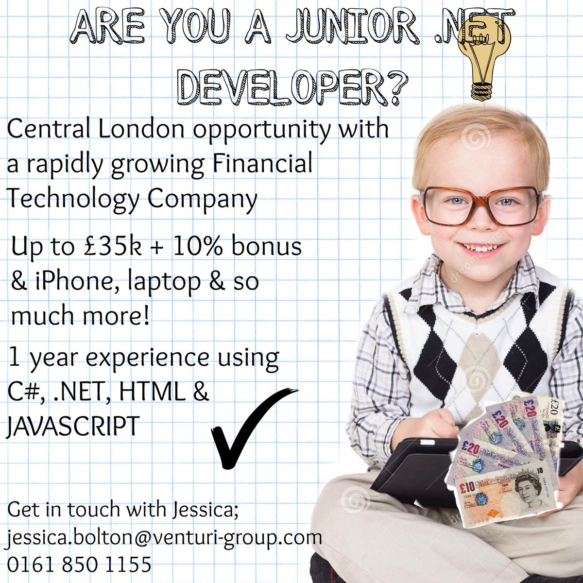 JessB_Venturi's tweet image. #juniordeveloper #graduatedeveloper #dotnet #centrallondon #csharp GET IN TOUCH #LondonTechWeek #techjobs #careers