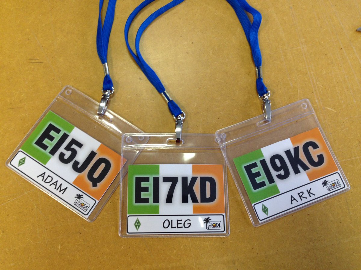EI9KC's tweet photo. Callsign badges ready for #Friedrichshafen #hamradio 2016 https://t.co/A9AvbTbQo5