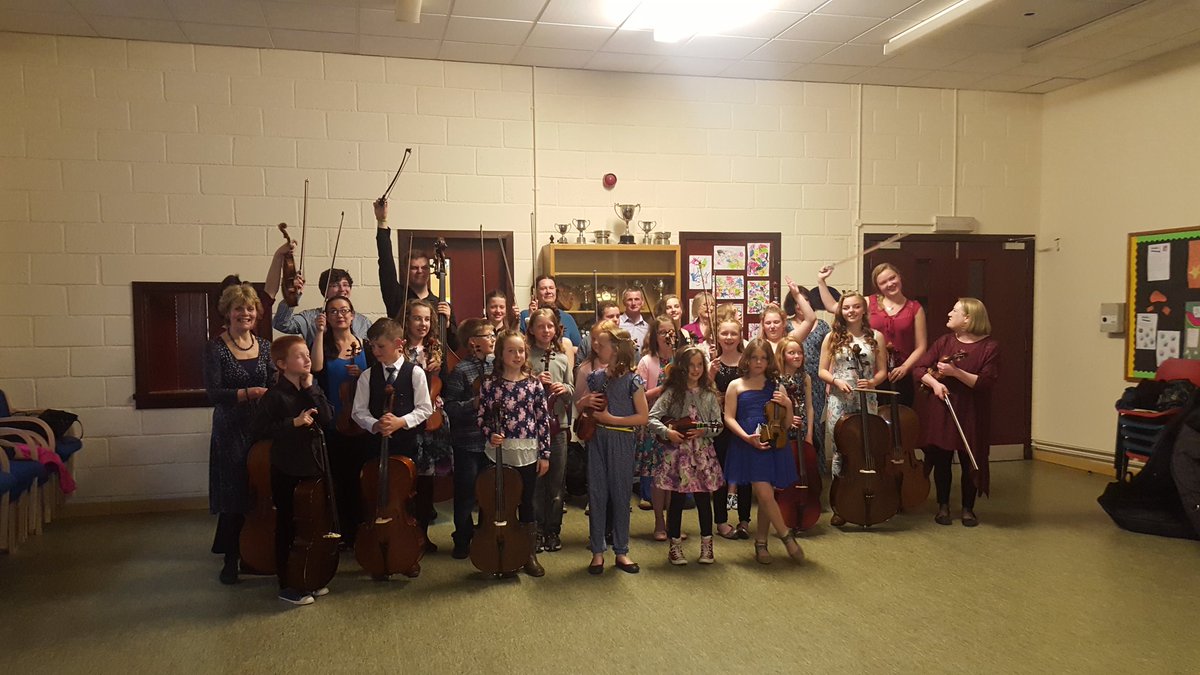 Sanday Community School musicians with @RCStweets strings ready to play a world premiere! @stmagnus   #StMagFest