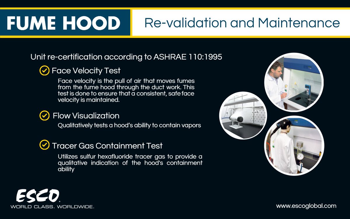 To ensure proper operation, fume hoods should be regularly re-validated. #ChooseEsco #WorldClassWorldwide