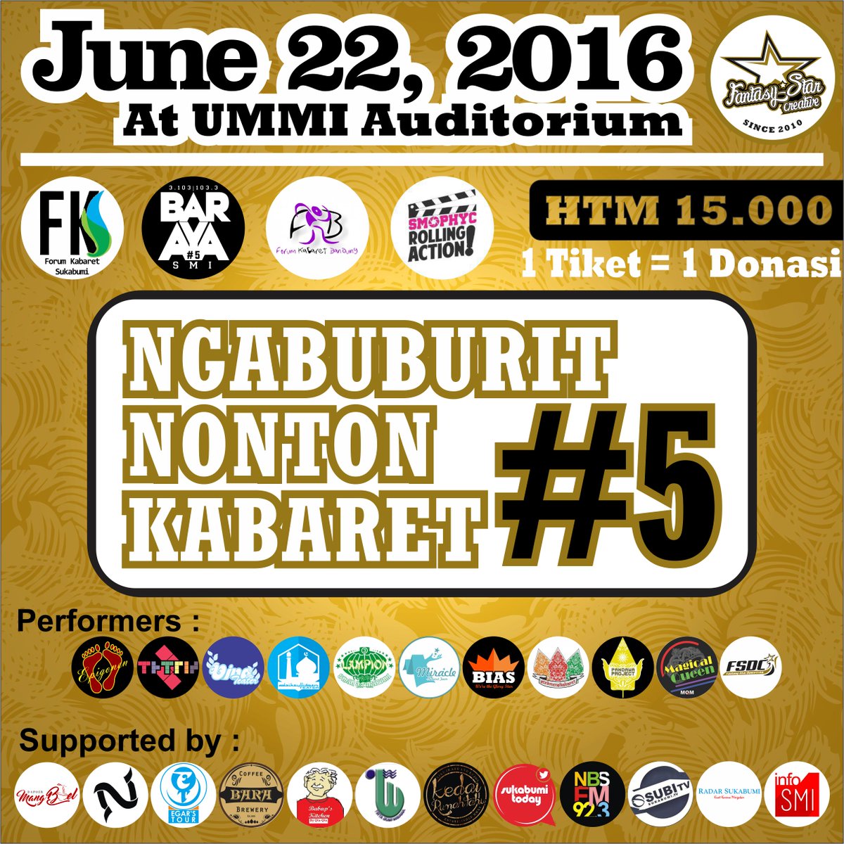 Ngabuburit Nonton Kabaret 5 
22 juni 2016 at Auditorium UMMI Sukabumi,#nnk5 #1tiket1donasi #eventsmi #infosmi